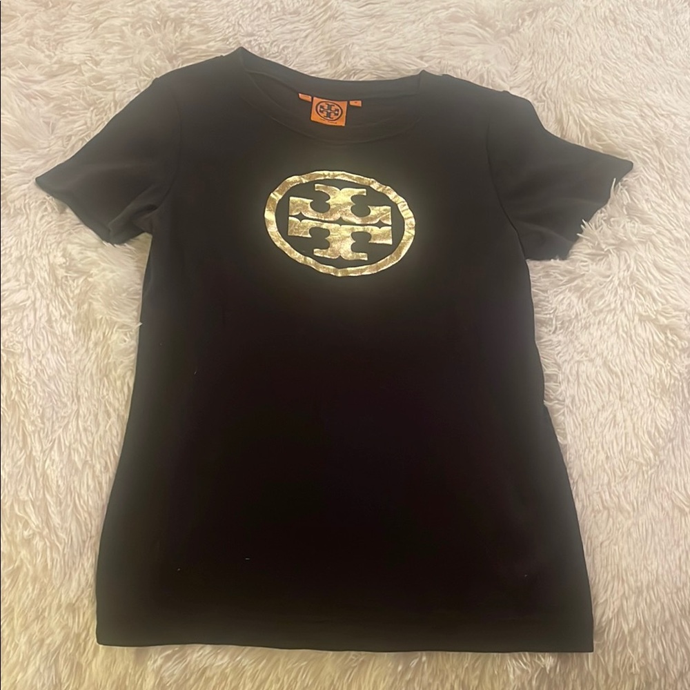 Black Tory Burch Shirt with Gold Logo